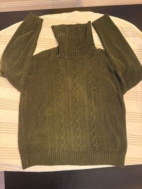 Van Heusen Olive Green Cable Turtleneck Sweater